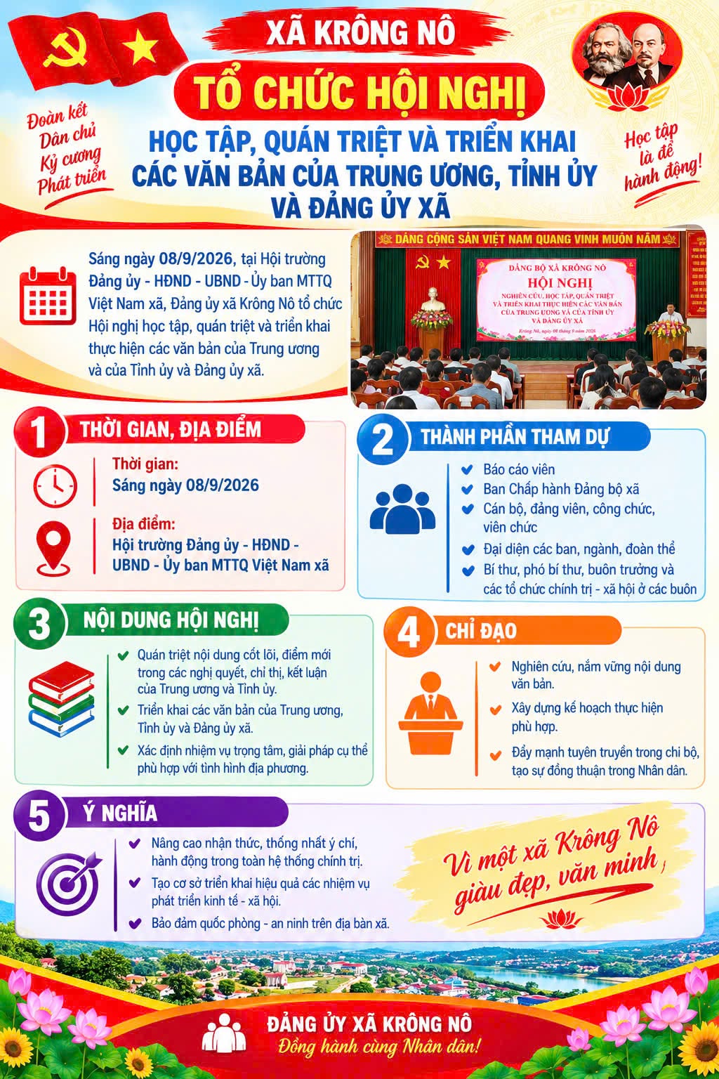 TỔ CHỨC HỘI NGHỊ HỌC TẬP, QUÁN TRIỆT VÀ TRIỂN KHAI CÁC VĂN BẢN CỦA TRUNG ƯƠNG, TỈNH ỦY, ĐẢNG ỦY XÃ